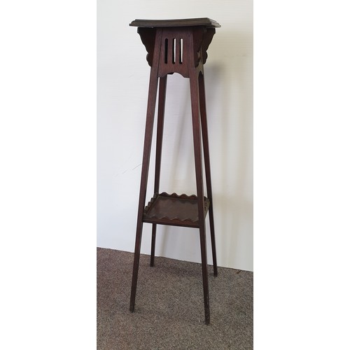 416 - Tall Oak Plant Stand, h: 105cm x 25 x 25