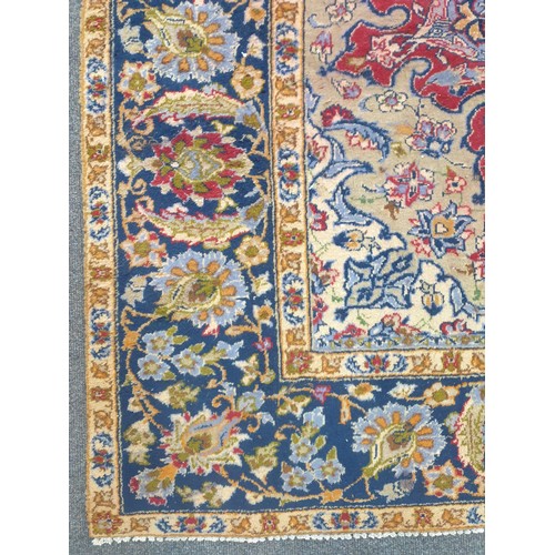 432 - Large Persian Red and Blue Floor Rug with central medallion design 370 x 285cm