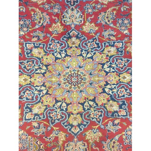 432 - Large Persian Red and Blue Floor Rug with central medallion design 370 x 285cm