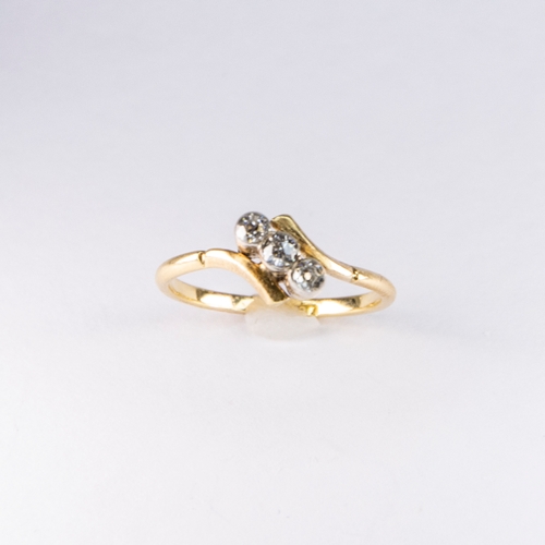 474 - 18ct Antique Diamond 3 Stone Ring, Size: P