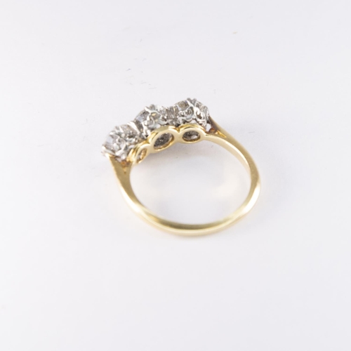 484 - 18ct Gold Antique Diamond Three Stone Ring, 2.4ct, Clarity: P1, Size: M 1/2