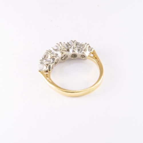 485 - 18ct Gold & Diamond 5 Stone Antique Ring, 1.65ct, Size: K