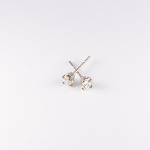 494 - Pair White Gold Diamond Solitaire Earrings