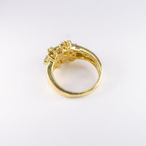 498 - Silver Gilt Multi-Stone Ring, Size: R 1/2