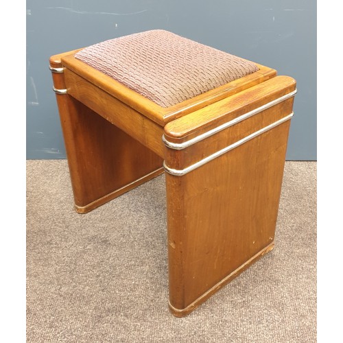 522 - MiniStool Mid Century Art Deco Walnut Piano Stool