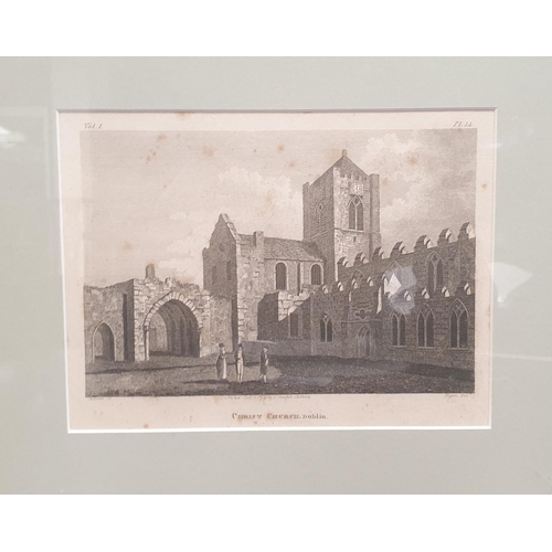 547 - Lot of  2x Framed Etchings - Christ Cathedral Dublin and Cathedral of Limerick. H:28 x W:33cm