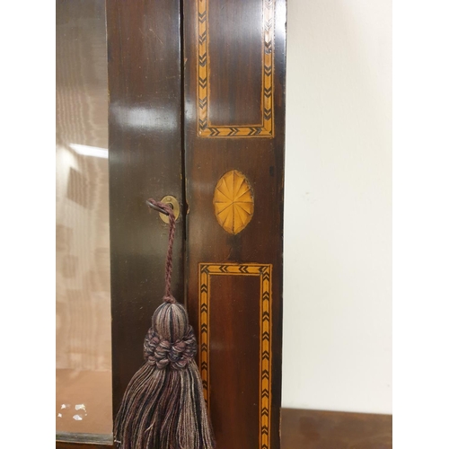 549 - Victorian Inlaid Mahogany Wall Cabinet with Key, H:65 x W:51 x D:20cm