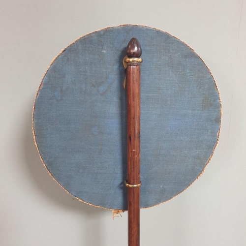 592 - Victorian Rosewood Pole Screen, Height 140 x Diameter 50cm