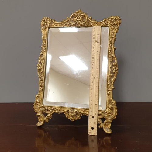 603 - Brass Framed Mirror, H:37 x W:25cm