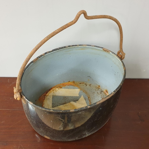 607 - Large Vintage Enameled Pot, H:25 x W:40 x D:30cm