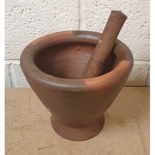 662 - Large Clay Pestle and Mortar, Height 20cm, diameter 24cm