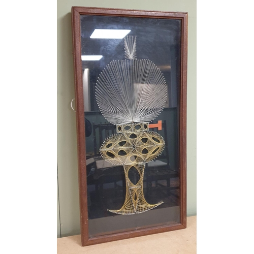 704 - Beveled Wall Mirror (H:38 x W:66cm) and Framed String Art (H:78 x W:38cm)