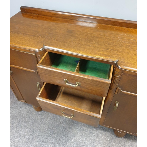 714 - Oak Two Door Sideboard, H:94 x W:134 x D:46cm