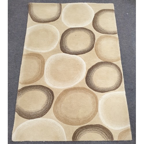 745 - Beige 100% Wool Pile Rug, 120 x 180cm