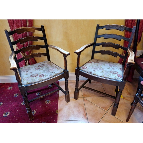 68 - Pair of Oak Open Carver Chairs