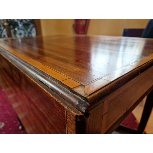 79 - Edwardian Inlaid Two Tier Drop Leaf Table on Castors with Single Drawer, H:70 x W:106 x D:81cm Fully... 