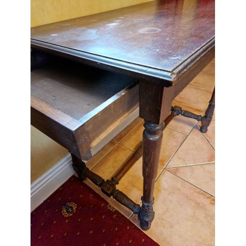 80 - Antique Oak Hall Table with Single Drawer, H:73cm x W:85cm x D:51cm