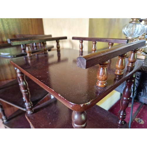 86 - Pair of Three Tier Side Tables, H:76 x W:36 x D:28cm (one with some damage)