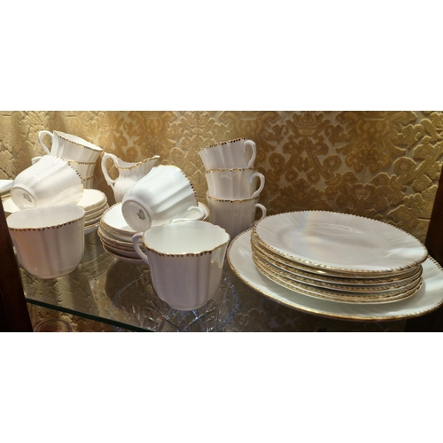 89 - Bell China 38pcs White Porcelain and Gold Rimmed Tea Set