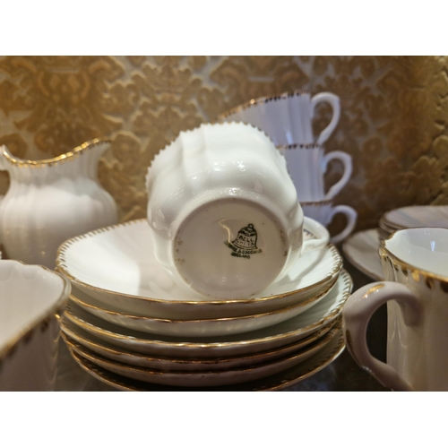 89 - Bell China 38pcs White Porcelain and Gold Rimmed Tea Set