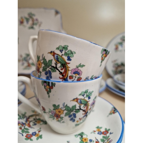 90 - 37pcs Bird and Floral English Tea ware