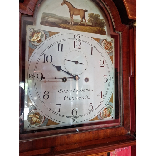 139 - Clonmel Georgian Mahogany Inlaid Long Case Clock by Simon Prosser of 19 Dublin St., Clonmel, Circa 1... 