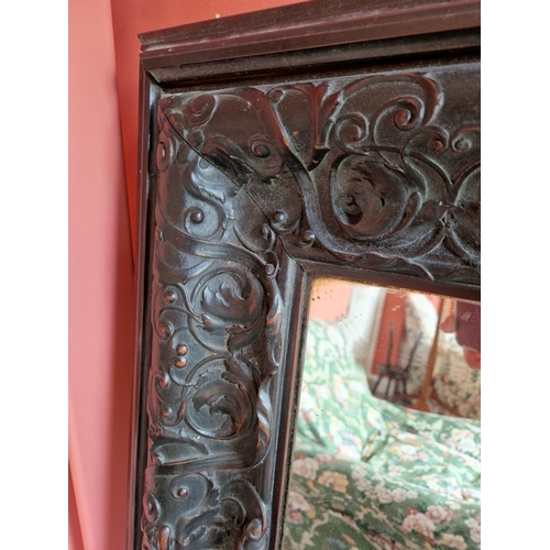 161 - Large 1824 Chippendale Style Carved Mahogany Wall Mirror with Original Glass, H:103 x W:93cm