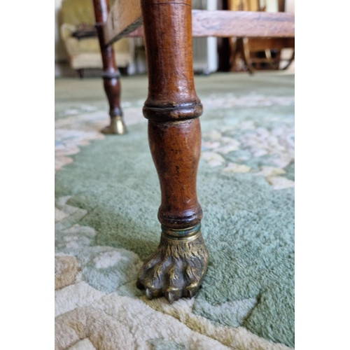 170 - Victorian Mahogany Table with Single Drawer on Brass Paw Feet