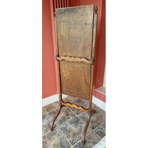 156 - Mahogany Cheval Mirror, H:104 x W:47 x D:59cm