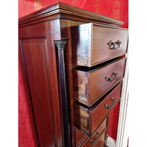 177 - Mahogany Seven Drawer Tallboy, H:105 x W:60 x D:44cm