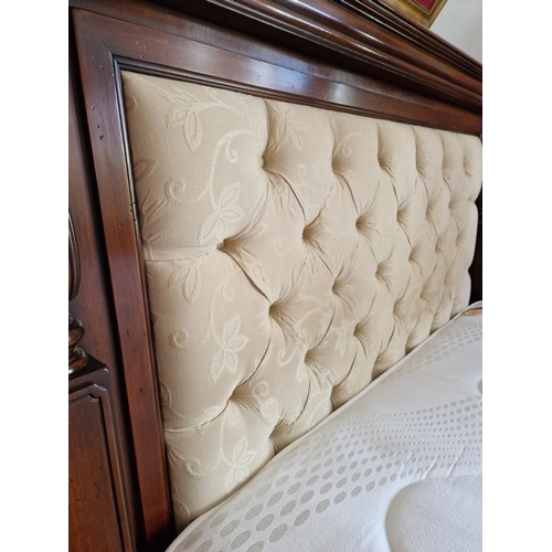 178 - 5ft Bed with Upholstered Button Back Headboard, Complete with mattress. Headboard Height 105cm, Fram... 