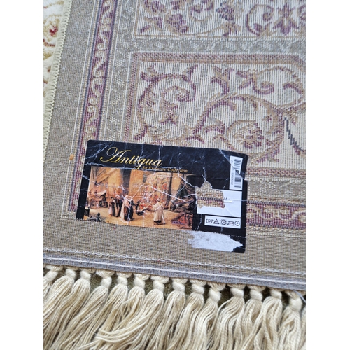 183 - Antiqua Silk Effect Rug Green and Wine Tones, L:183 x W:120cm