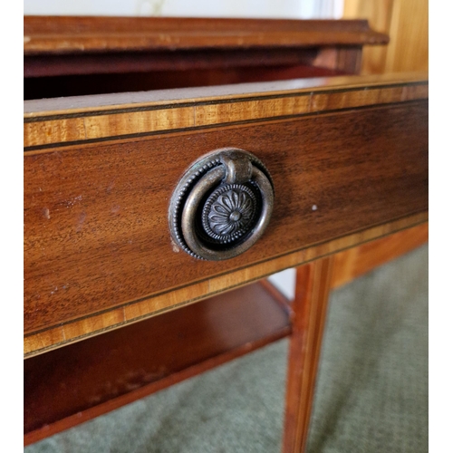 251 - Pair of Inlaid Mahogany Two Tier Bedside Tables with Single Drawers, H:62 x W:41 x D:33cm