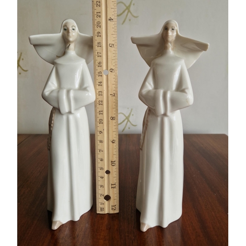 256 - Pair of REX Porcelain Nun Ornaments,  Height 21cm (some damage to one)