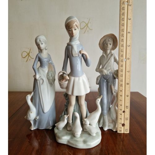 258 - Lladro and Two Other Porcelain Ornaments, Tallest 24cm