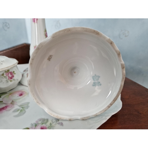 217 - Five Piece Porcelain Dressing Table Set, Dish Measures L:29 x W:22cm