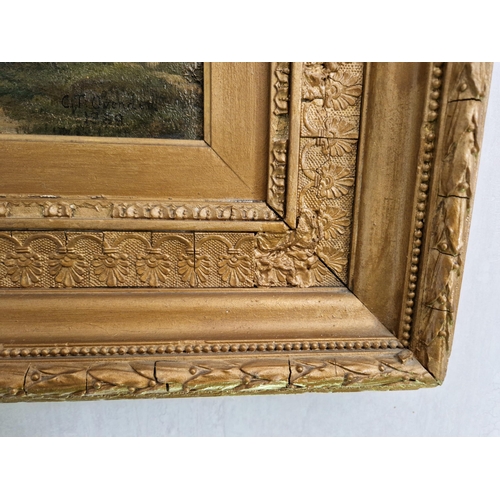 219 - Gilt Framed Oil on Canvas, Signed and Dated H:90 x W:103cm