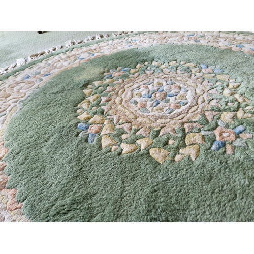 241 - Green Circular Embossed Rug with Medallion Design, Diameter 150cm approx.