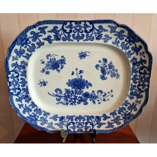 249 - Lot of Two Blue and White Stoneware Meat Plates, Largest L:50 x W:40cm, Smallest L:49 x W:37cm