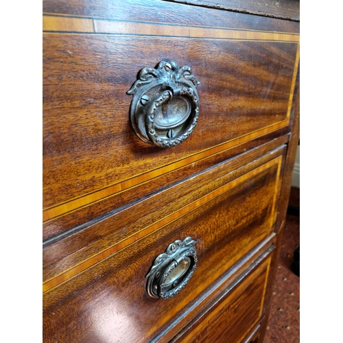 277 - Inlaid Mahogany Three Drawer Chest, H: 78cm (including plinth 85cm) x w: 106cm x  D: 42cm