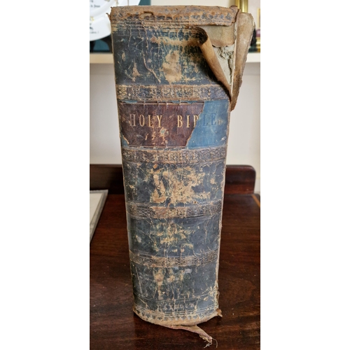 334 - Antique The Holy Catholic Bible, 33 x 27cm