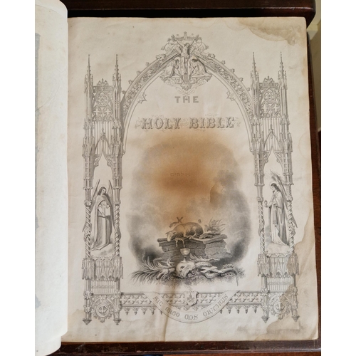 334 - Antique The Holy Catholic Bible, 33 x 27cm