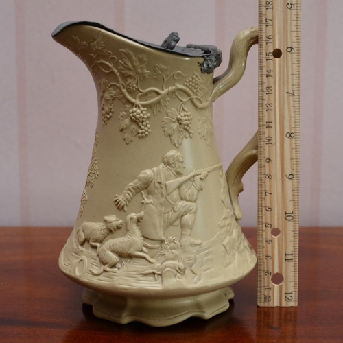 346 - Edward Walley Cobridge 1845 Victorian Relief Moulded Jug, 