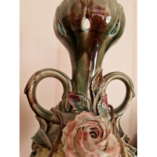 368 - Porcelain Twin Handled Vase, Height 30cm (with some repair)