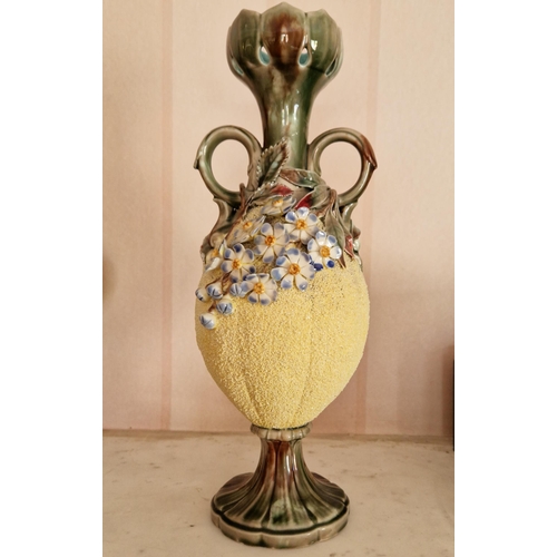 368 - Porcelain Twin Handled Vase, Height 30cm (with some repair)