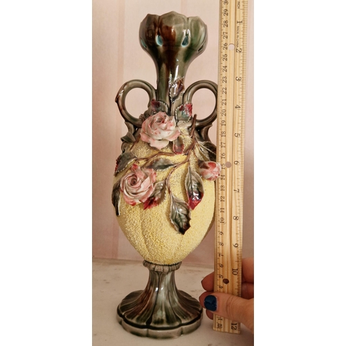 368 - Porcelain Twin Handled Vase, Height 30cm (with some repair)