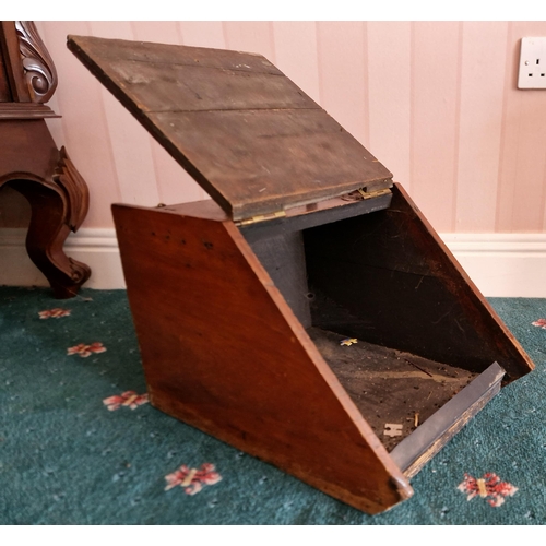 378 - Coal Box with Brass Panel, H:35 x W:31 x D:41cm