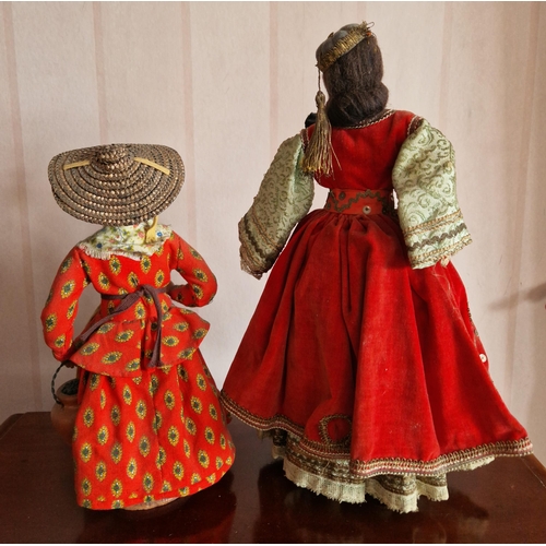 383 - Lot of Two Dolls, Heights 27cm and 34cm