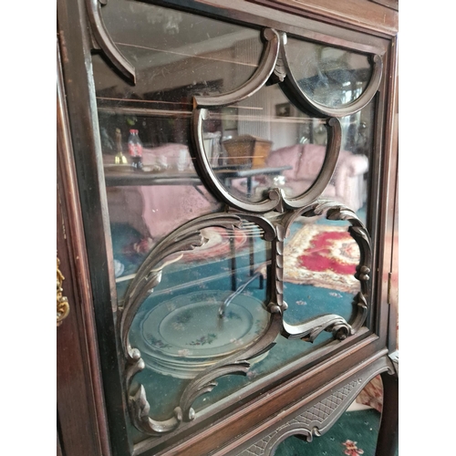 420 - Edwardian Mahogany One Door Mirror Back Display Cabinet, H:133 x W:56 x D:35cm