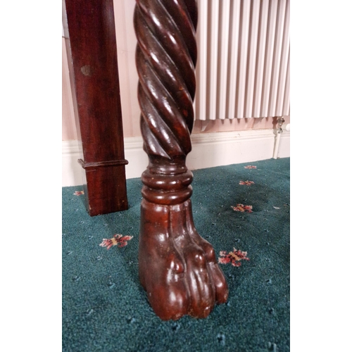 430 - Antique Georgian Mahogany Side Table with Brass Gallery, Brass Lion Ring Pull Handles and Lion Paw F... 